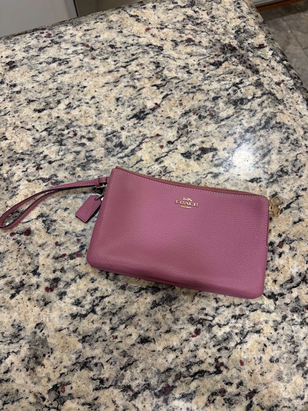 Coach Pink Leather Wristlet Clutch Wallet 8”x5”